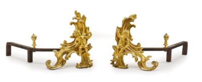 A Pair of Andirons, - Furniture; works of art; glass and porcelain