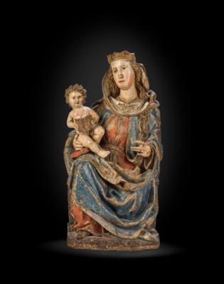 Circle of the Master of the Kefermarkt Altar - Gothic Madonna and Child Enthroned, - Furniture; works of art; glass and porcelain