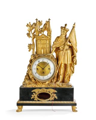 A Biedermeier Table Clock "Saint Leopold", - A Styrian Collection I