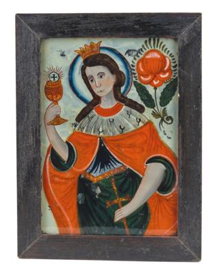 A Reverse Glass Painting, Saint Barbara, - Štýrska Sbírka I