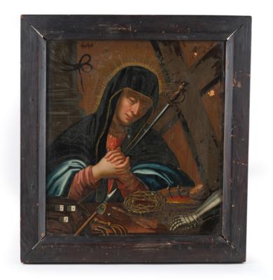 A Reverse Glass Painting, Saint Mary Suffering, - Štýrska Sbírka I