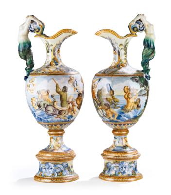 A Pair of Ornamental Jugs, Castelli, 19th Century, - Štýrska Sbírka I