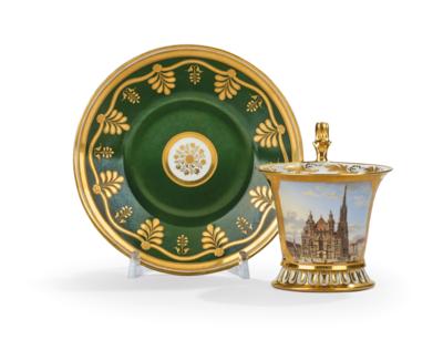 A Veduta Cup with a Saucer, 'Vue de l'eglise cathedrale de St. Etienne à Vienne', - Una Collezione Viennese