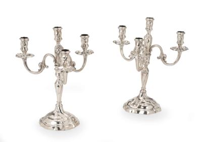 A Pair of Candelabra with Four-Light Girandole Inserts, from Augsburg, - Una Collezione Viennese