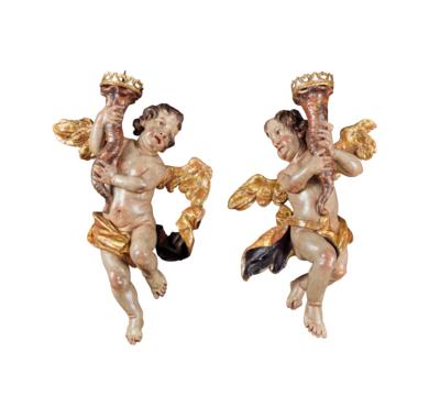 A Pair of Baroque Light-Bearing Angels, - Una Collezione Viennese
