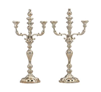 A Pair of Late Biedermeier Candleholders with Four-Light Girandole Inserts, from Vienna, - Vídeňská Sbírka