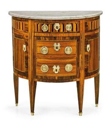 A Small Louis XVI Chest of Drawers in ‘Demi Lune’ Shape, - Furniture, Works of Art, Glass & Porcelain
