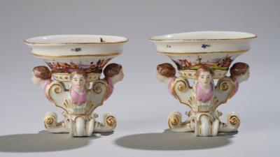 A Pair of Salt Bowls with Merchant Scenes, Meissen 18th Century, - Mobili e anitiquariato, vetri e porcellane