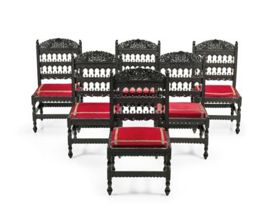 A Set of Six Chairs, India, Coromandel Coast, Late 17th/Early 18th Century, - Furniture, Works of Art, Glass & Porcelain