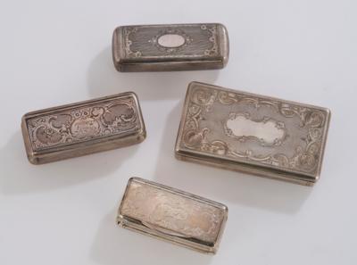 4 Wiener Deckeldosen, - Eine Wiener Sammlung III - Vitrinenstücke, Silber, Asiatika