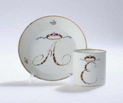 A Monogram "E" Cup with a Monogram "A" Saucer, Meissen, - Una Collezione Viennese III