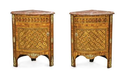 A Pair of Louis XVI Corner Cabinets, - Furniture, Works of Art, Glass & Porcelain