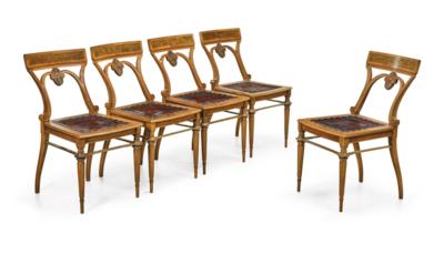 A Set of Five Unusual Historicist Chairs, - Mobili e antiquariato, vetri e porcellane