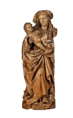 Spätgotische Madonna mit Kind, - Möbel, Antiquitäten, Glas & Porzellan