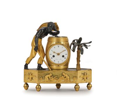 An Ormolu “Au bon Sauvage” Mantel Clock “Coffee”, “Gamot à Lille”, - Nábytek, starožitnosti, sklo a porcelán