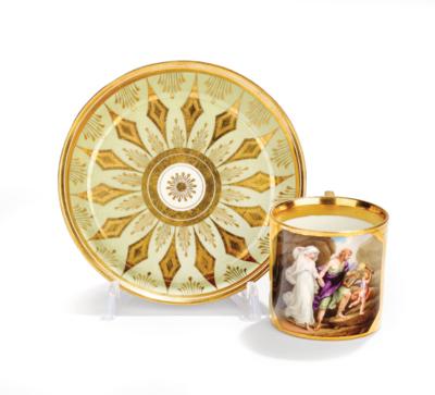 Kothgasser, Cup with Saucer (“Orphée et Euridice”), Imperial Porcelain Manufactory, Vienna 1808, - Mobili e anitiquariato, vetri e porcellane