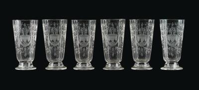 6 Beer or Lemonade Glasses, J. & L. Lobmeyr, Vienna, - Mobili e anitiquariato, vetri e porcellane