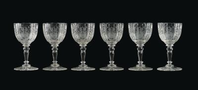 6 Wine Glasses, J. & L. Lobmeyr, Vienna, - Mobili e anitiquariato, vetri e porcellane