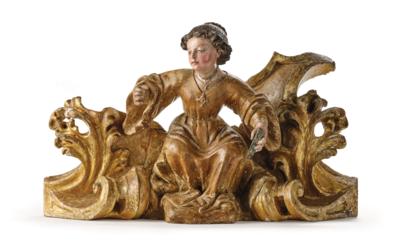 A Baroque Finial Figure with Tendrils, - Furniture, Works of Art, Glass & Porcelain