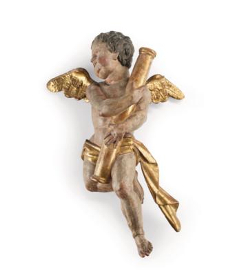 A Baroque Angel with Column, - Nábytek, starožitnosti, sklo a porcelán