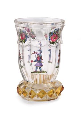 A Footed Beaker with Depictions of Jugglers, c. 1830/35, - Furniture, Works of Art, Glass & Porcelain