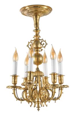 A Small Bronze Chandelier, signed F. BARBEDIENNE - Furniture, Works of Art, Glass & Porcelain