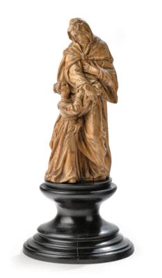 A Small Sculpture of Saint Anne with Mary, Workshop of Schwanthaler, Upper Austria, 18th Century, - Mobili e anitiquariato, vetri e porcellane