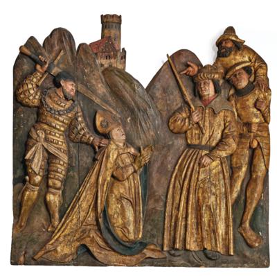 Martyrdom of St. Denis of Paris, Relief, Southern Germany c. 1520, - Furniture, Works of Art, Glass & Porcelain