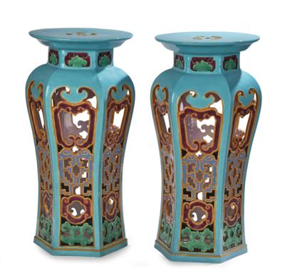 A Pair of a Flower Stands, Minton, Stoke on Trent, 1871, - Furniture, Works of Art, Glass & Porcelain