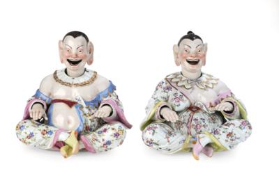 A Pair of Large Nodding Head Figures (“Wackelpagoden”), Meissen, First Half of the 19th Century - Furniture, Works of Art, Glass & Porcelain