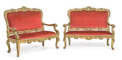 Paar italienische Sitzbänke, - Möbel, Antiquitäten, Glas & Porzellan