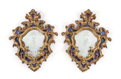 A Pair of Venetian Rococo Wall Mirrors, - Nábytek, starožitnosti, sklo a porcelán