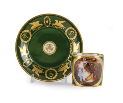 A Cup with a Saucer (Ptolemy II and Arsinoe II), Imperial Porcelain Manufactory, Vienna 1815, - Nábytek, starožitnosti, sklo a porcelán