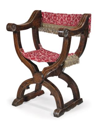 A Rare Renaissance Folding Chair, - Nábytek, starožitnosti, sklo a porcelán