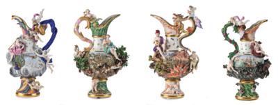 A Complete Ensemble of Four Element Jugs, Meissen 19th Century - Nábytek, starožitnosti, sklo a porcelán