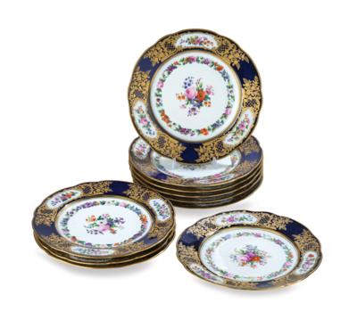Ten Plates, Imperial Porcelain Manufactory St. Petersburg, Nicholas I (1825-1855) Period, - Nábytek, starožitnosti, sklo a porcelán