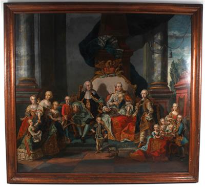 Kaiserin Maria Theresia (1717-1780) und Franz Stephan I (1736-1765) im Kreise ihrer Familie, - Paintings