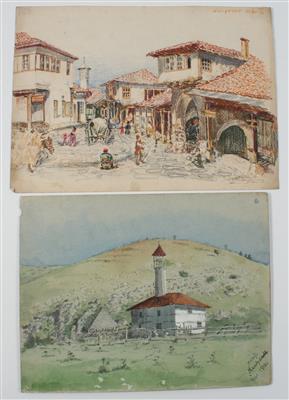 Konvolut von 4 Aquarellen aus Österreich und Bosnien - Summer-auction