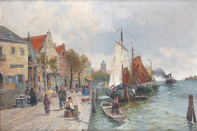 Georg Fischhof zugeschrieben/attributed (1859-1914) Holländische Hafenszene, - Obrazy
