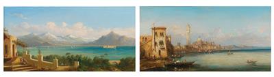 Ferdinand Bonheur zugeschrieben/attributed (1817-1887) Motiv vom Lago Maggiore und Motiv aus Venedig, - Dipinti