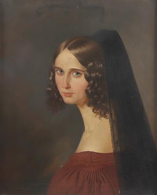 Michael Brandmüller (1793-1852) zugeschrieben/attributed Bildnis einer Dame mit schwarzem Schleier, - Paintings