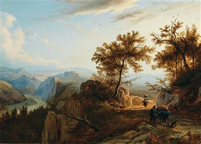 Carl Morgenstern Umkreis/Circle (1811-1893) Südliche Landschaft mit figürlicher Staffage, - Bilder