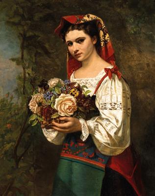 Etienne Adolphe Piot Umkreis/Circle (um 1825-um 1910) Mädchen mit Rosenkorb, - Bilder