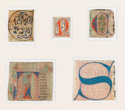 Fünf Buchminiaturen, Österreich, Deutschland, Italien, Spanien, 12.-15. Jahrhundert - Mistrovské kresby, grafiky do roku 1900, akvarely a miniatury