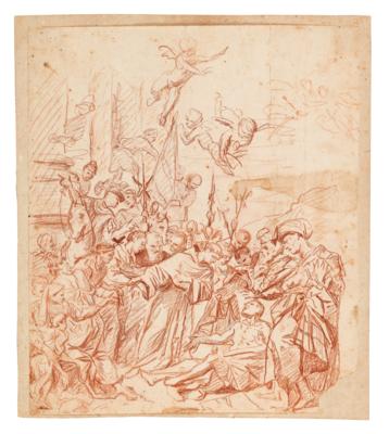 Lorenzo Pasinelli zugeschrieben/attributed (1629-1700) Der hl. Antonio von Padua erweckt einen Toten zum Leben, - Disegni di maestri, stampe fino al 1900, acquerelli e miniature