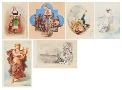 Konvolut Aquarelle - Graphiken, Zeichnungen und Aquarelle bis 1900