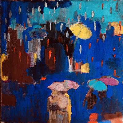 Irene Dapunt, Liebespaar unter dem Regenschirm, 2021 - Artists for Children Charity-Kunstauktion