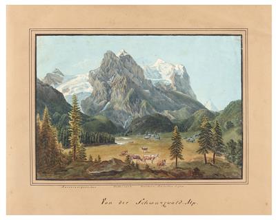 Schweiz, 1. Hälfte 19. Jahrhundert - Meisterzeichnungen, Druckgraphik bis 1900, Aquarelle und Miniaturen