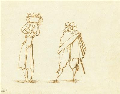 Jacques Callot, attributed to - Master Drawings, Prints before 1900, Watercolours, Miniatures