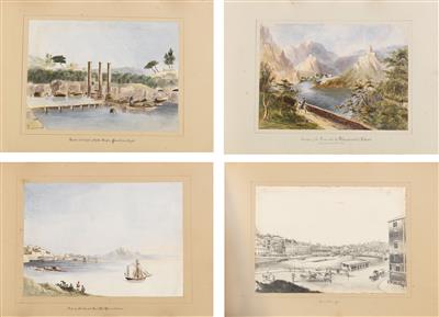 English travelling painter, late 19th century, - Master Drawings, Prints before 1900, Watercolours, Miniatures